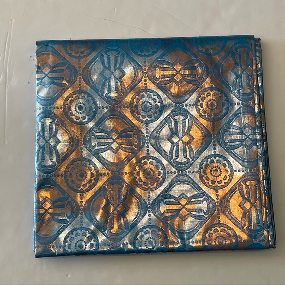 Metallic Blue Tie Dye Bohemian Bazin Fabric - Picture 5 of 5